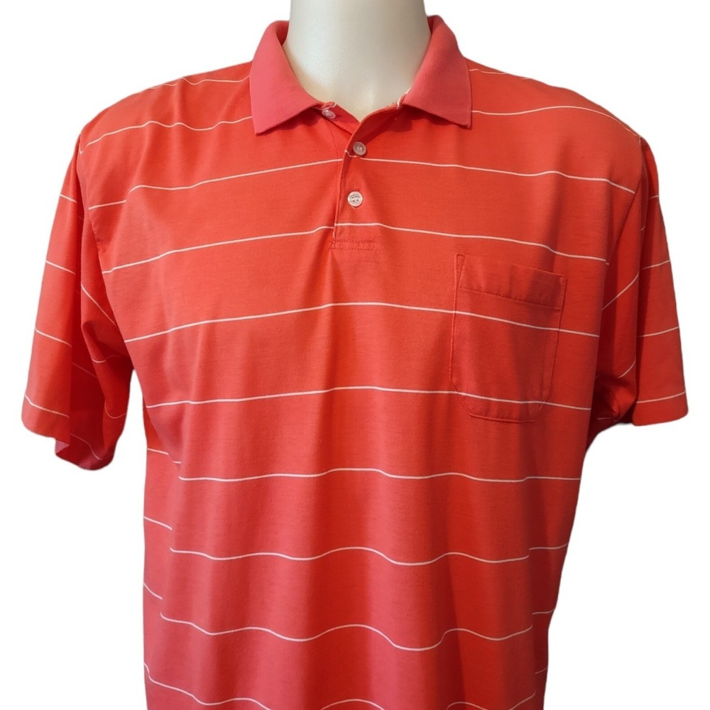 Bristol Blues Polo Shirt Size XL Men Striped Coral Orange Retro Norm Dad Core XL
